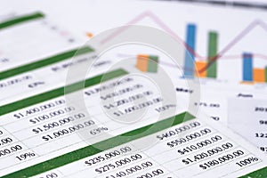 Spreadsheet table paper with graph.