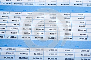 Spreadsheet table paper with pencil. Finance development, Banking Account, Statistics Investment Analytic research data.