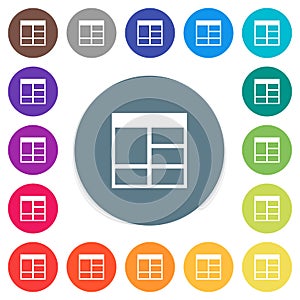 Spreadsheet vertically merge table cells flat white icons on round color backgrounds