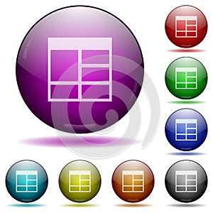 Spreadsheet vertically merge table cells glass sphere button