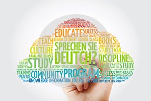 Sprechen Sie Deutch? Do you speak German? word cloud with marker, education business concept