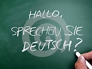 Sprechen sie deutsch, do you speak germany question. Language skill concept photo