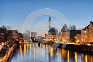 The Spree river, the Bode-Museum and the TV Tower
