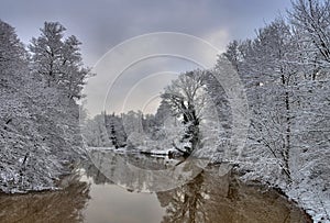 Spremberg river Spree in Winter