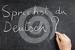 Sprichst du Deutsch Hand Writing Blackboard photo