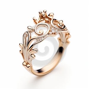 Sprigg Jewellers Princess Ring - Rococo Whimsy Inspired Gold Crown Ring