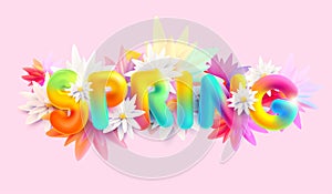 Spring 3D flower banner.