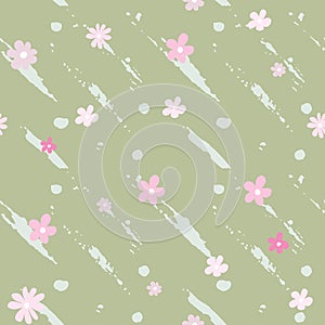 Spring abstract flower seamless pattern with brash splashes