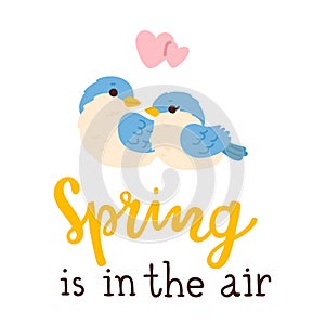 spring is in the air print with cute cartoon sparrow