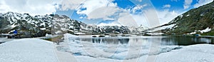 Spring Alps mountain lake panorama (Switzerland)