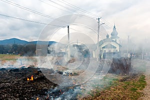 Spring arson of a grass in Ukraine