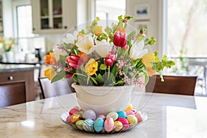Spring Awakening: Tulips and Easter Eggs Centerpiece