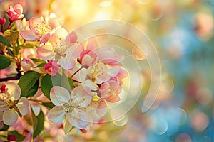 Spring background with beautiful pink cherry blossoms