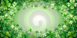 .Spring background frame, shamrock, Clover Leaves for Green background with three-leaved shamrocks