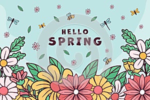 spring background illustration in hand drawn style