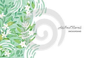 Spring background with jasmine green leaves frame background