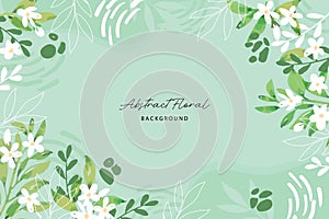 Spring background with jasmine green leaves frame background