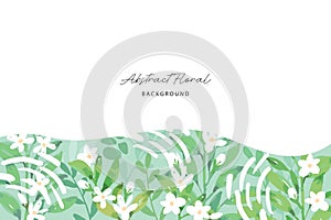 Spring background with jasmine green leaves frame background