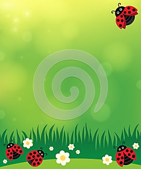 Spring background with ladybugs 2