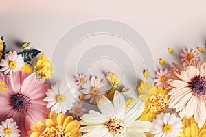 spring background, pastel coloured flowers, Generative Ai