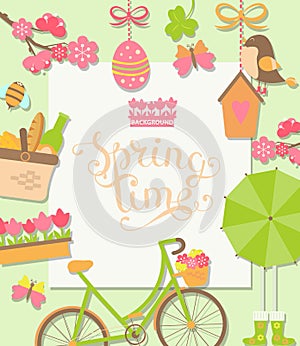 Spring background, vector illustration.
