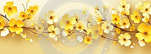 Spring banner background with flowers. Yellow special offer design