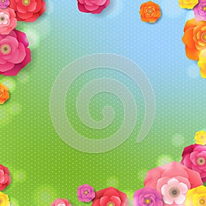 Spring Banner With Spring Flowers