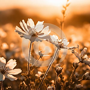 Spring beautiful flowers wallpaper. Beautiful spring background with vibrant flowers under the morning light of the sun