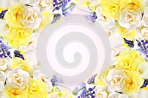 Spring blooming flowers bouquet festive background