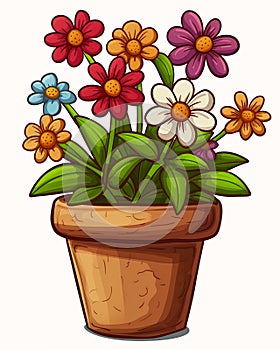 Spring Blooms: A Colorful Collection of Potted Plant Stickers fo