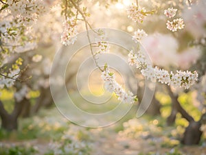 Spring blossom background with blooming tree. Spring flowers