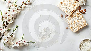Spring Blossoms and Matzo Crackers with Almonds, Generative AI