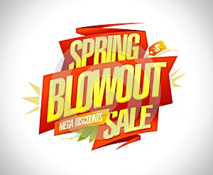 Spring blowout sale, mega discounts banner design