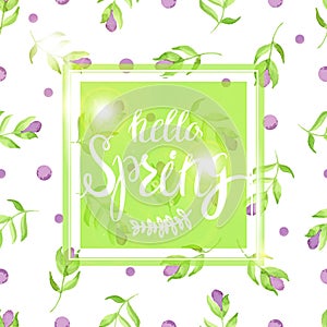 Spring Blurred Background whith Lettering and Flowers.