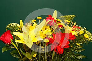 Spring Boquet Against Green Background