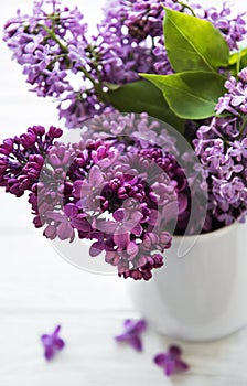 Spring bouquet. Luilac flowers in a vase