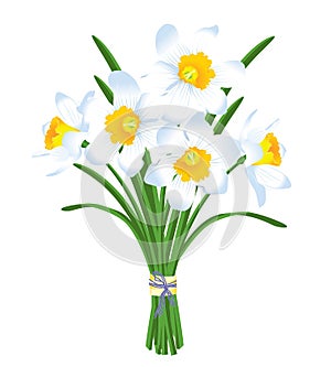 Spring bouquet of white daffodils