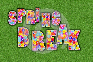 spring break written with colorful flowers