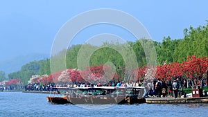 The spring breeze TaoGongLiuLu attraction The west lake bai causeway