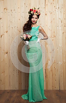 Spring bright bride in mint dress