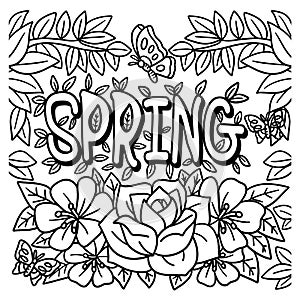 Spring Butterfly Flower Coloring Page for Kids