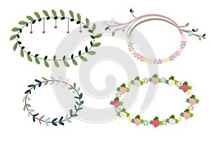 Spring circlets of flowers and berries