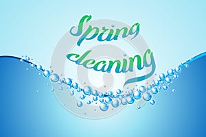 Spring cleaning realistic soap bubbles vector illustration