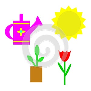 Spring clipart. Flat vector design.
