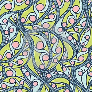 Spring color seamless pattern with ornate detailed ornament