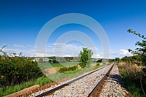 Spring countryside with railway