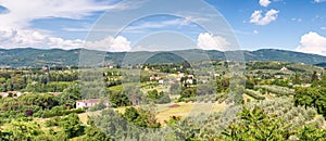 Spring countryside in Tuscany, panoramic view