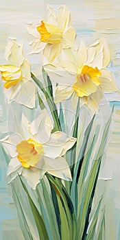 Spring Daffodils: A Stunning Collection Of Decorative Relief Oil Paintings photo
