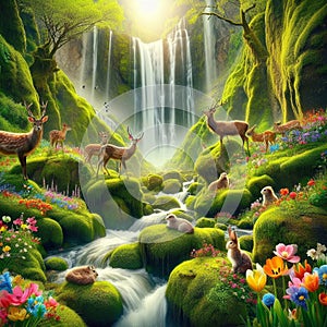 A spring dawn forest.