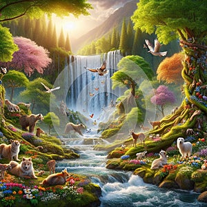 A spring dawn forest.